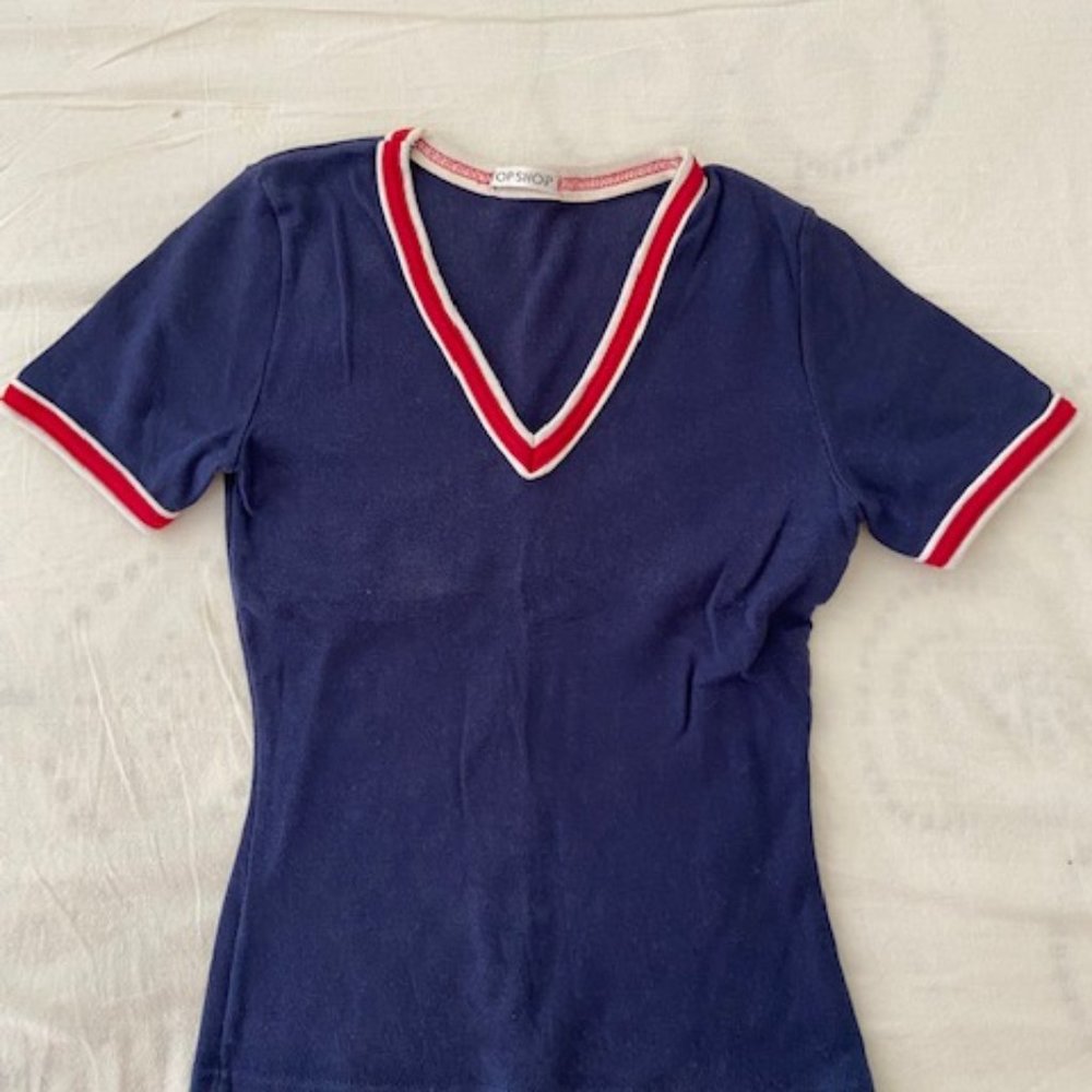 - TOP SHOP UK size 10 navy blue cotton top